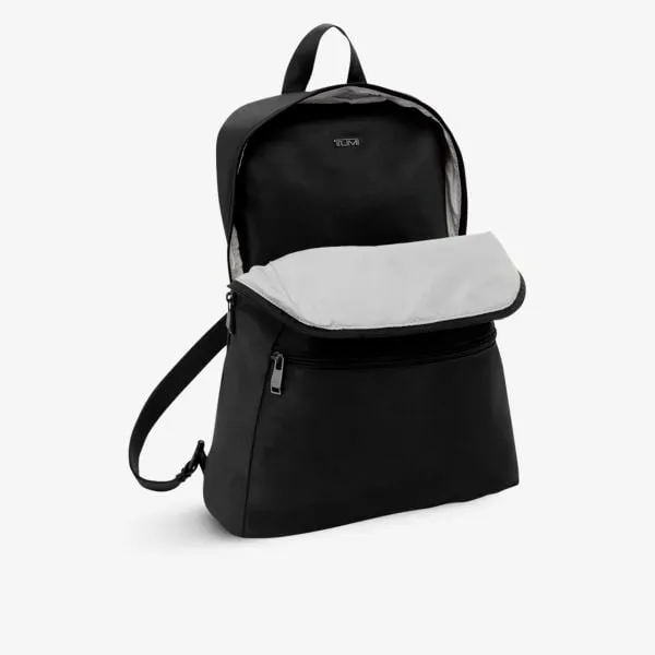 Just In Case Nylon Double Zip Backpack with Tumi Logo, Black