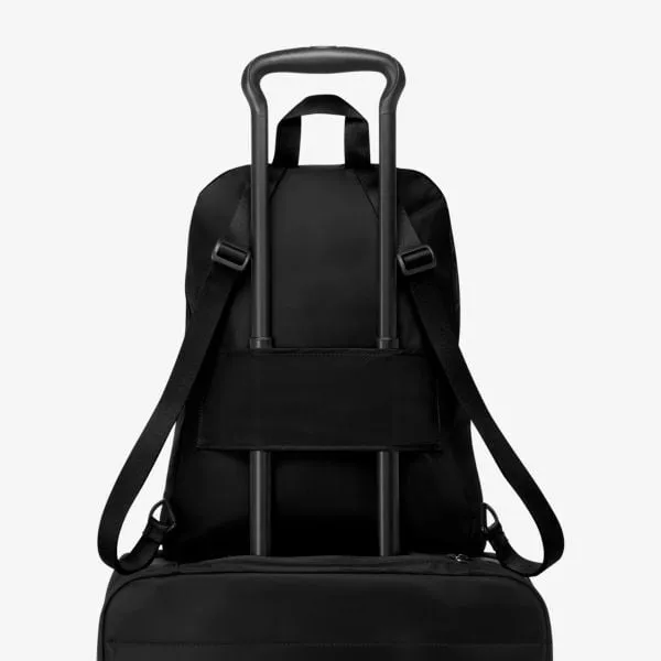 Just In Case Nylon Double Zip Backpack with Tumi Logo, Black