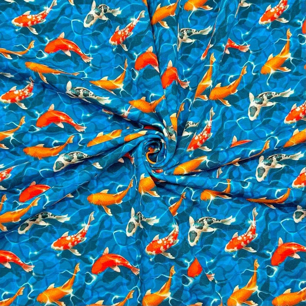 Koi Fish French Terry Fabric