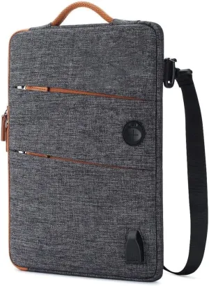 Laptop case Waterproof Laptop Bag Polyester with USB Charging Port Headphone Hole Notebook Laptop Sleeve(Drak Grey)