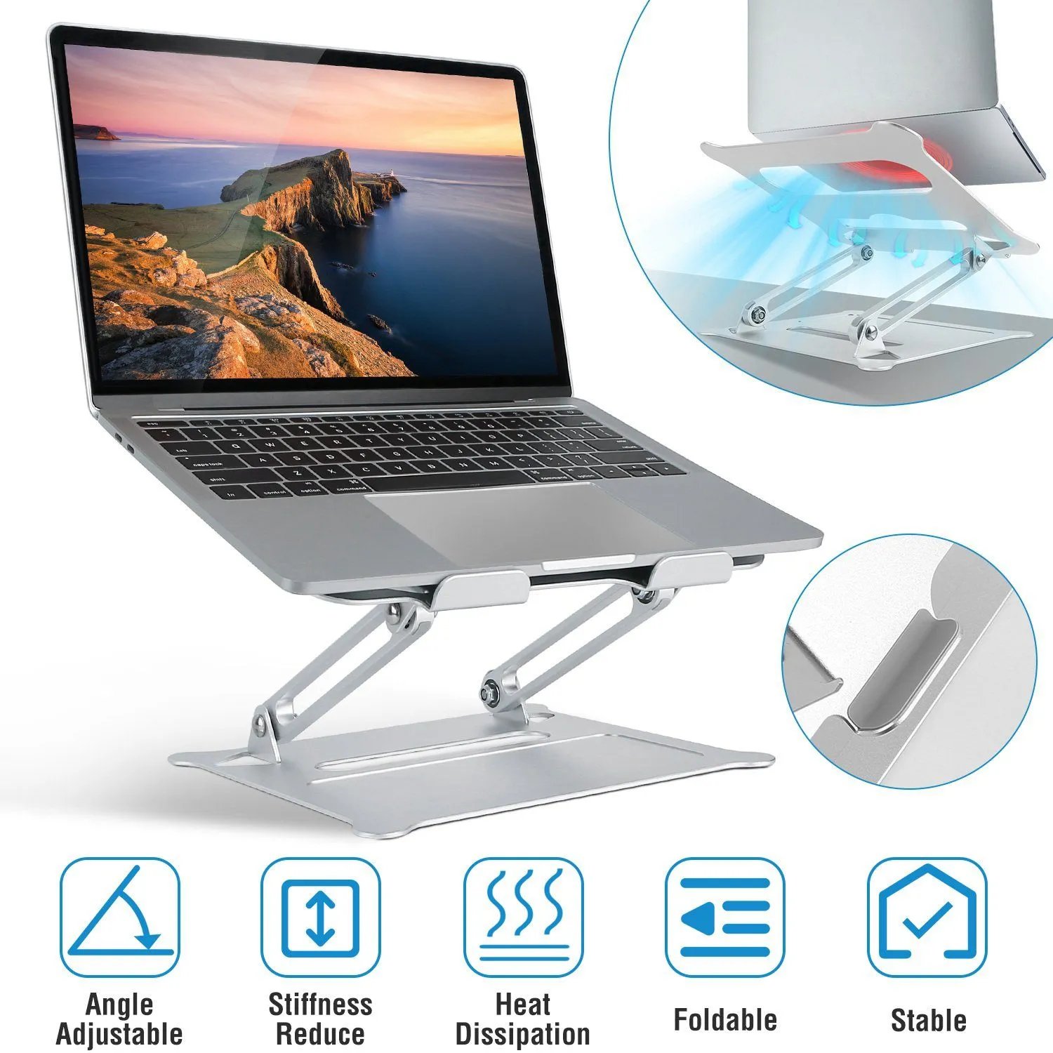 Laptop Stand Aluminum Angle Adjustable Computer Holder Riser Heat Vent