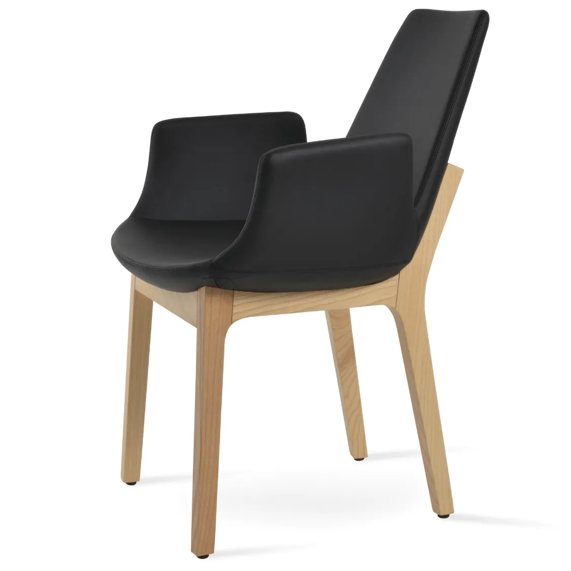 Leather Dining Chairs Eiffel Arm Black