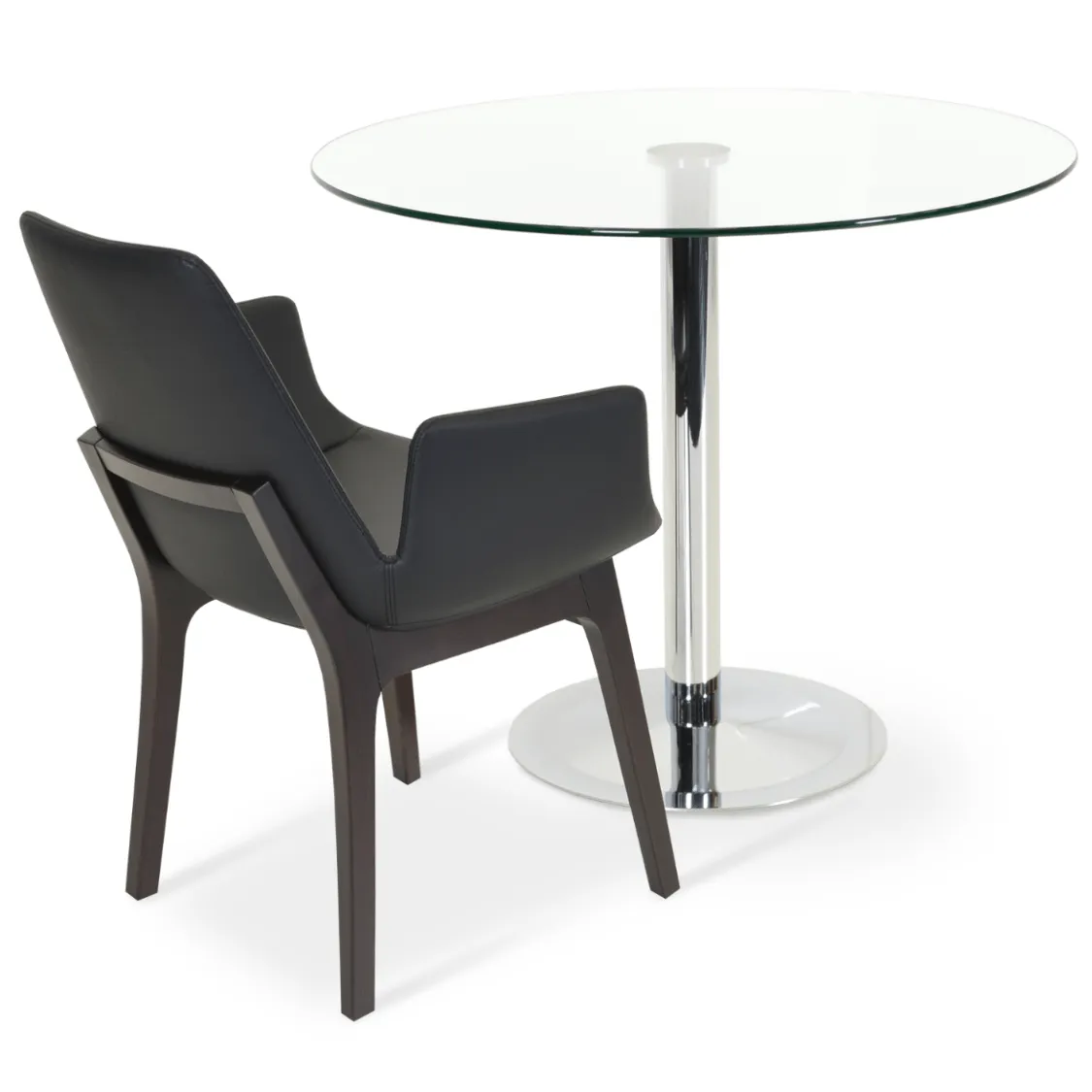 Leather Dining Chairs Eiffel Arm Black
