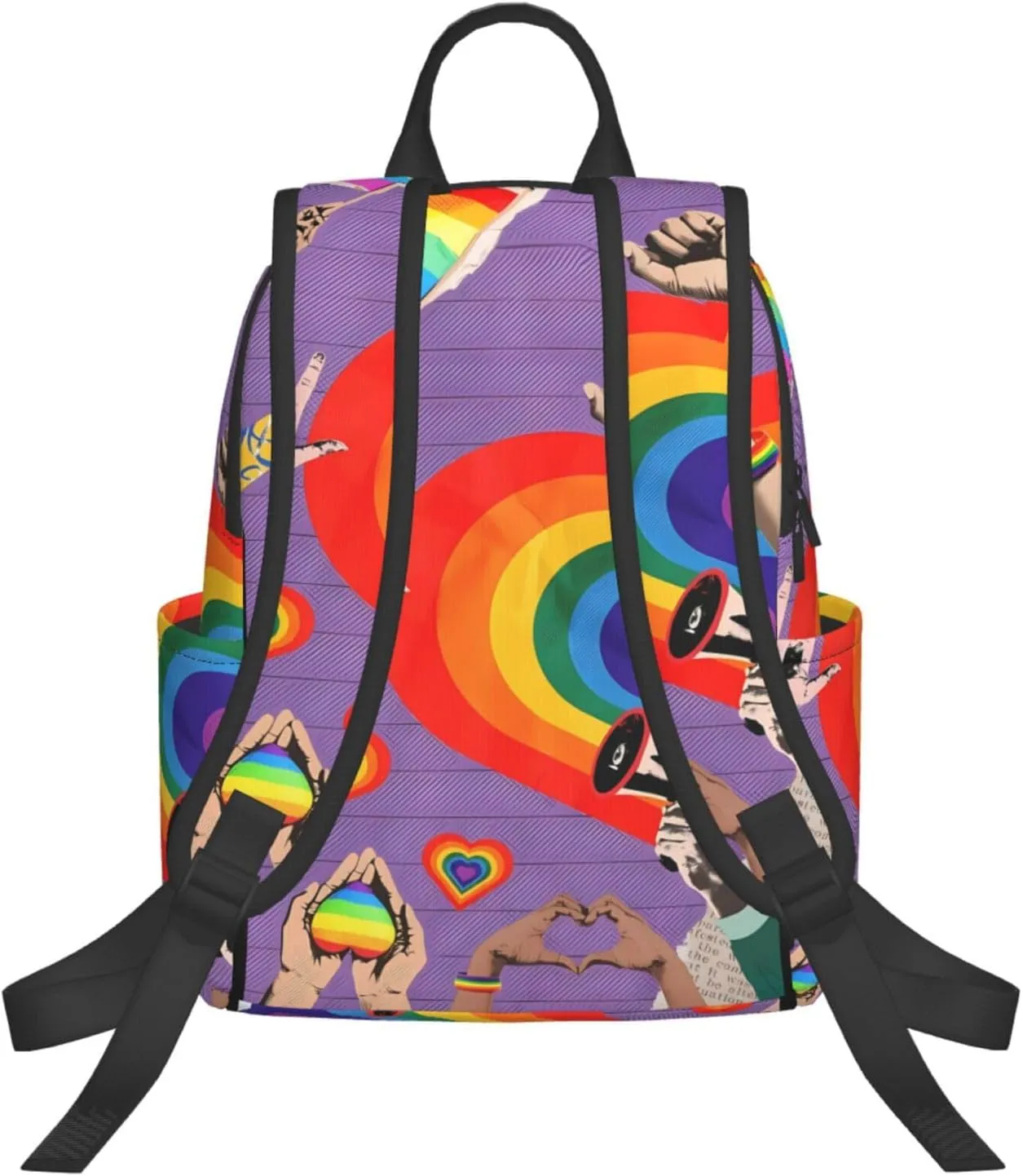 LGBT Rainbow Gay Pride Flag Hearts Love Travel Laptop Backpack Casual Backpacks Double Shoulder Daypack Notebook Rucksack Work Bags Sports Bag for Gym Hiking Camping Beach