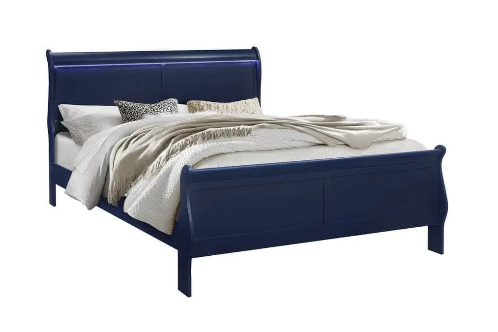 Louis Phillipe 6 Piece Sleigh Bedroom Furniture Set - Available in 2 Colours and 3 Sizes