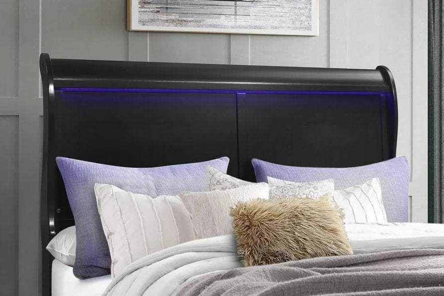 Louis Phillipe 6 Piece Sleigh Bedroom Furniture Set - Available in 2 Colours and 3 Sizes