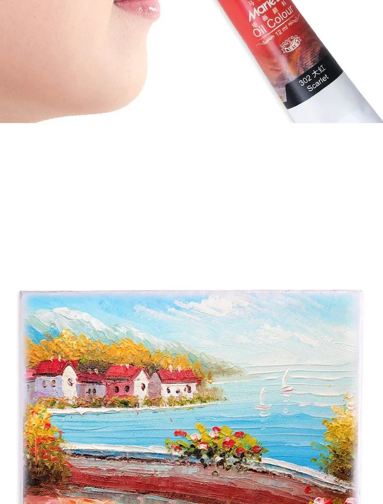 MARIES 24-Piece Oil Paint Set, 12ml Tubes, Rich Pigment Colors, Model No. O-2024B