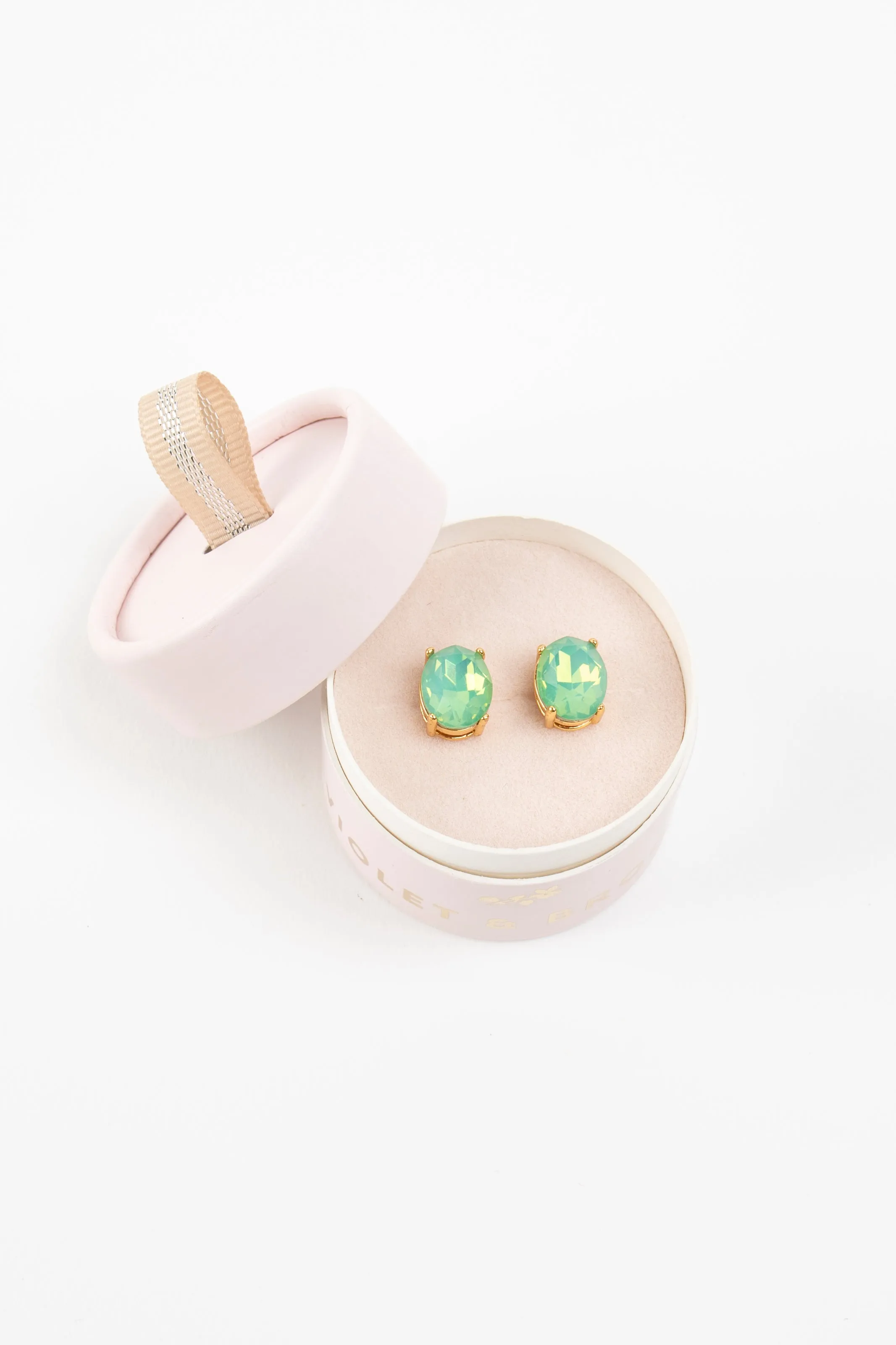 Mia Oval Crystal Post Earrings