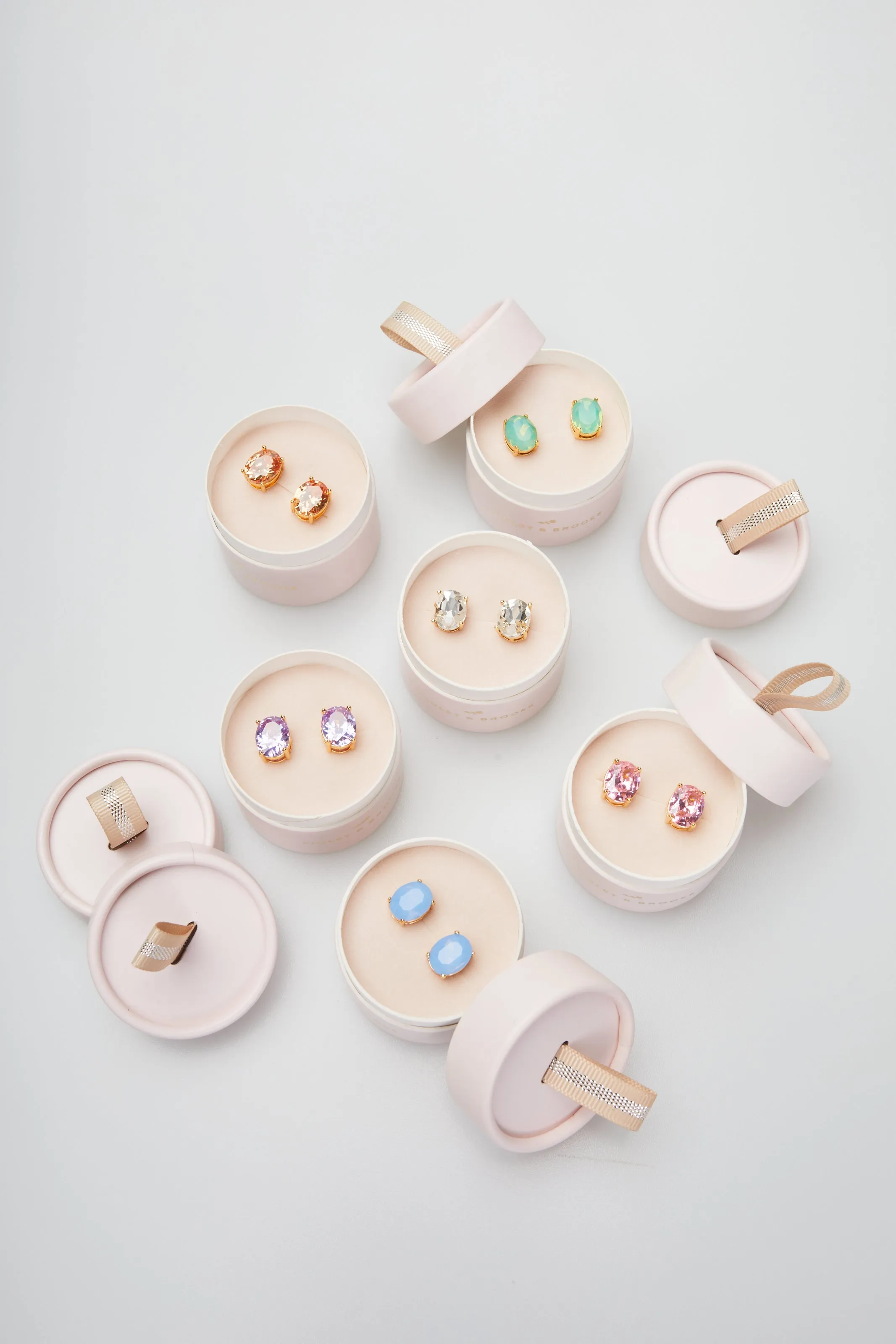 Mia Oval Crystal Post Earrings