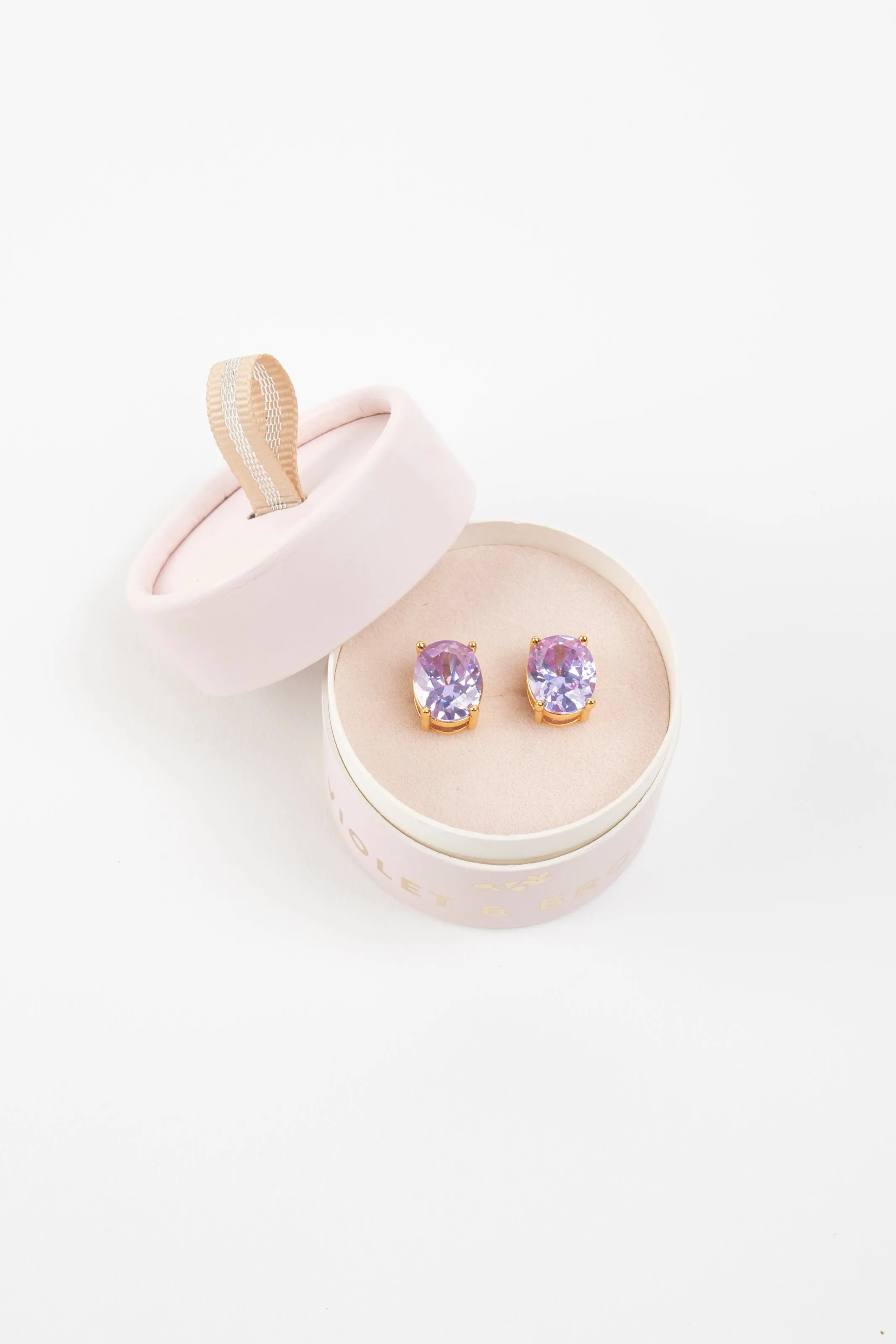 Mia Oval Crystal Post Earrings