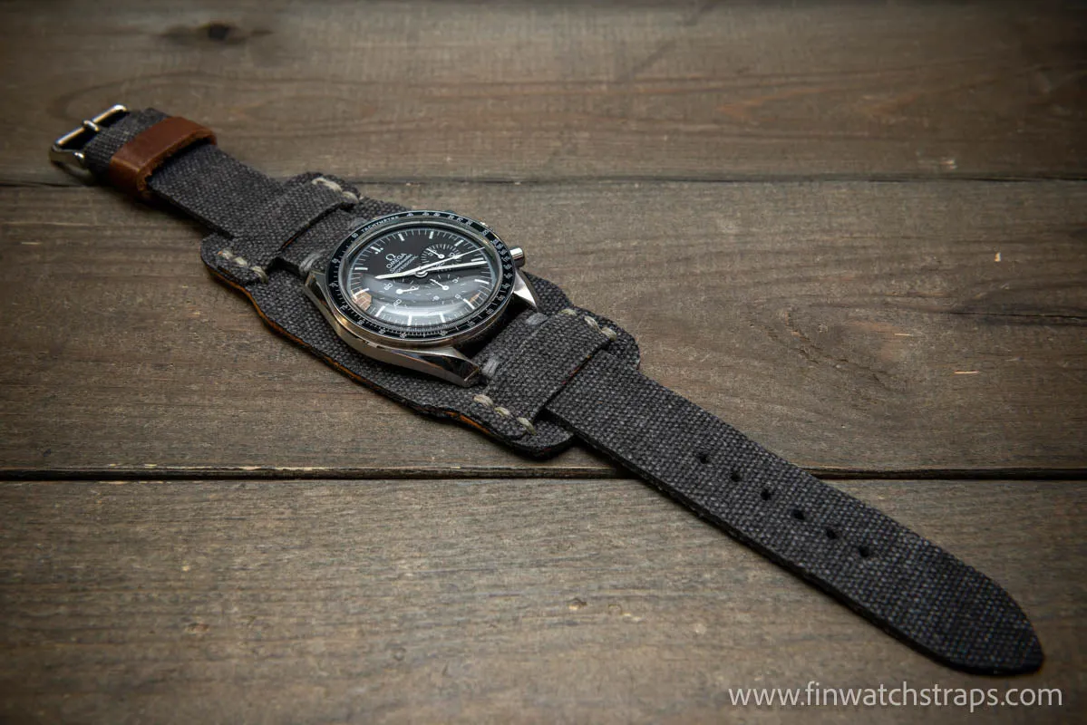 Military Bund Style Watch Strap: Vintage Canvas, handmade in Finland, Limited edition, watch lugs 10-26 mm.