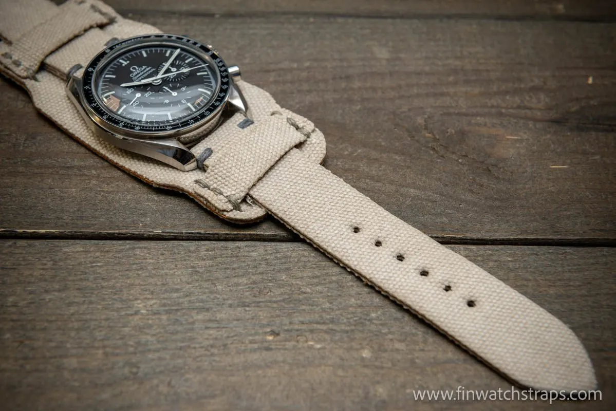 Military Bund Style Watch Strap: Vintage Canvas, handmade in Finland, Limited edition, watch lugs 10-26 mm.
