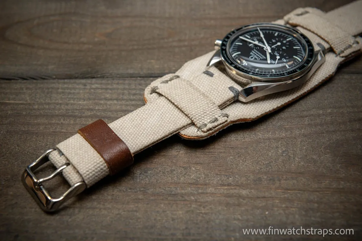 Military Bund Style Watch Strap: Vintage Canvas, handmade in Finland, Limited edition, watch lugs 10-26 mm.