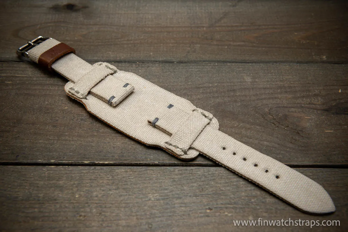 Military Bund Style Watch Strap: Vintage Canvas, handmade in Finland, Limited edition, watch lugs 10-26 mm.