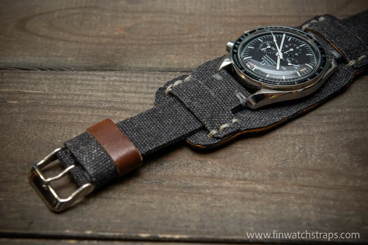 Military Bund Style Watch Strap: Vintage Canvas, handmade in Finland, Limited edition, watch lugs 10-26 mm.