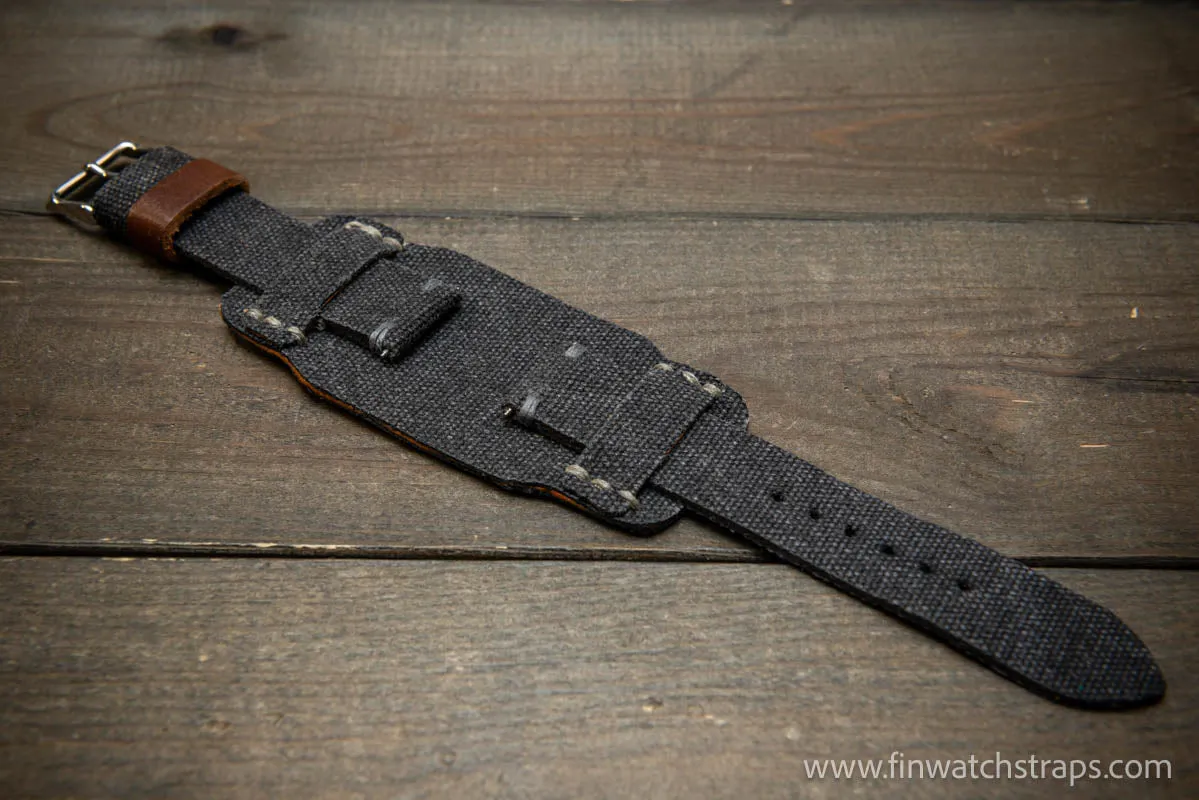 Military Bund Style Watch Strap: Vintage Canvas, handmade in Finland, Limited edition, watch lugs 10-26 mm.
