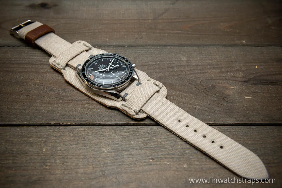 Military Bund Style Watch Strap: Vintage Canvas, handmade in Finland, Limited edition, watch lugs 10-26 mm.