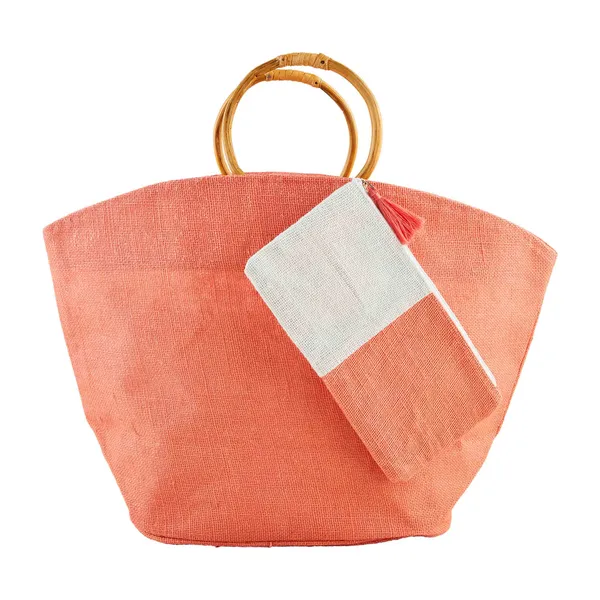 Mud Pie Bright Jute Tote & Case Set