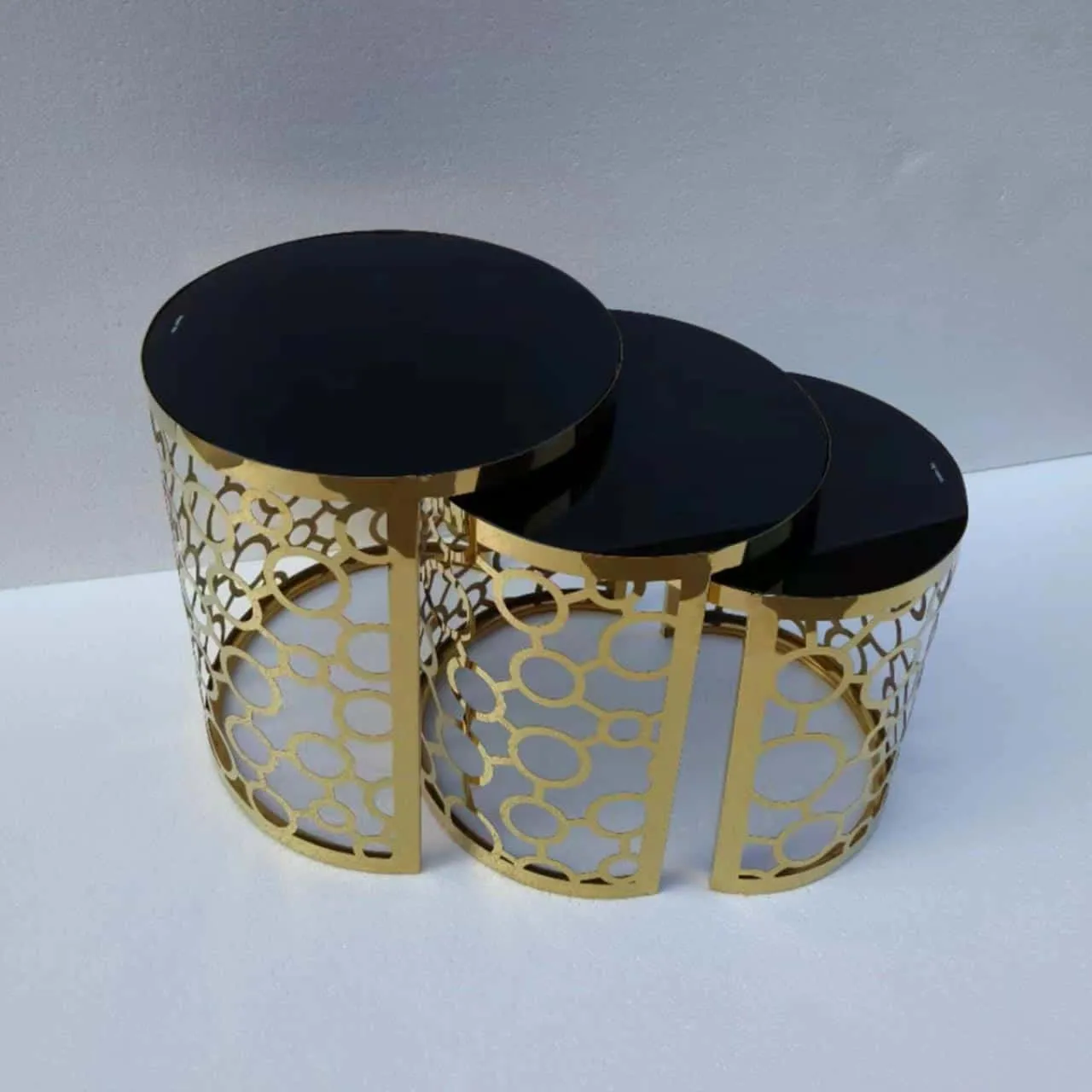 MWCTG273P 3 Piece Abstract Gold And Black Coffee Table