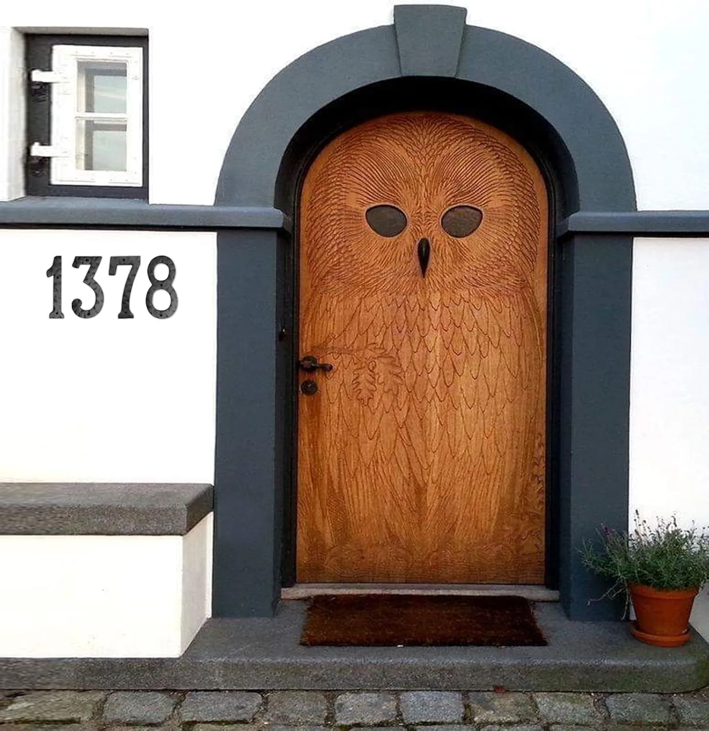 NACH House Numbers for Outside, 8 inch Black Address Numbers for House - Number 7 - Rustic Numbers for Outside with Mounting Hardware