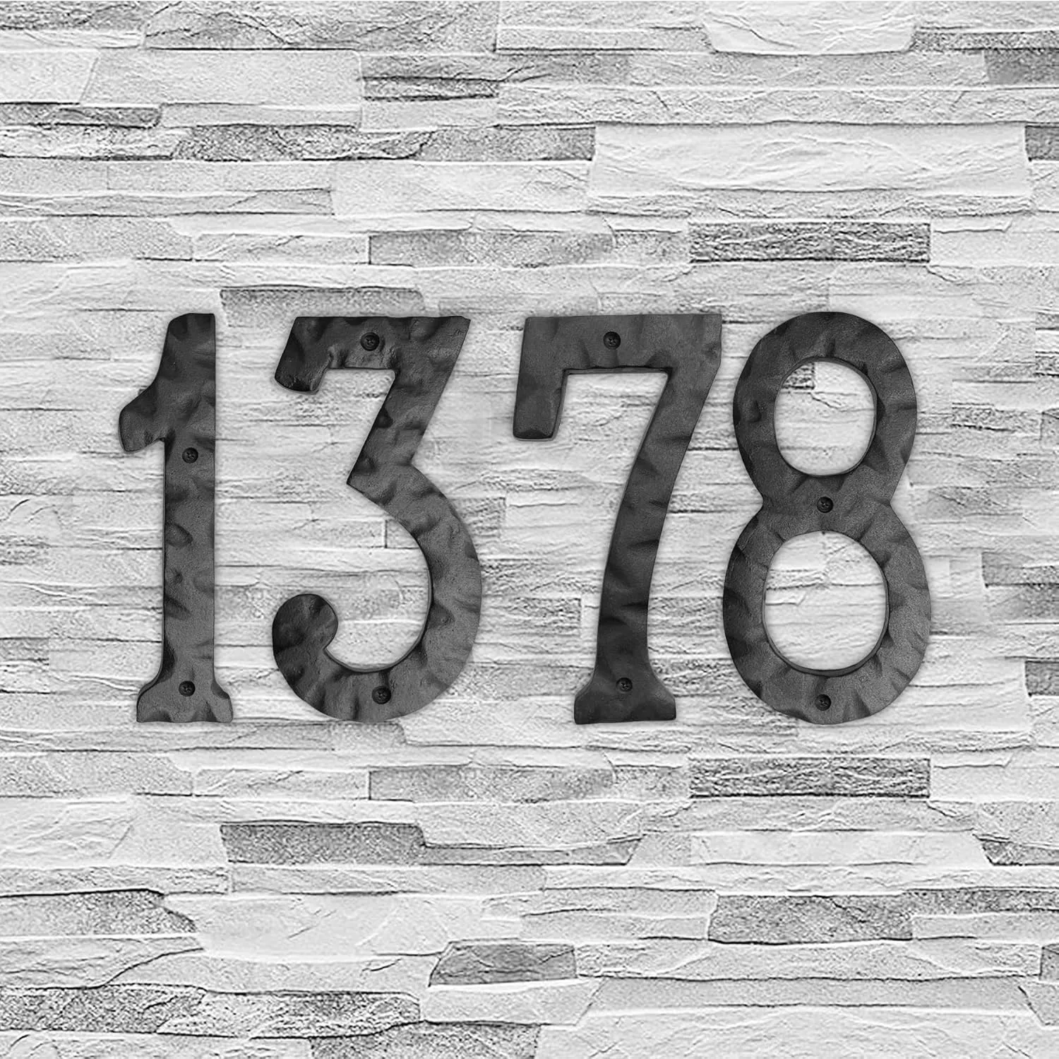 NACH House Numbers for Outside, 8 inch Black Address Numbers for House - Number 7 - Rustic Numbers for Outside with Mounting Hardware