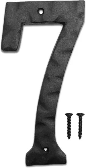 NACH House Numbers for Outside, 8 inch Black Address Numbers for House - Number 7 - Rustic Numbers for Outside with Mounting Hardware