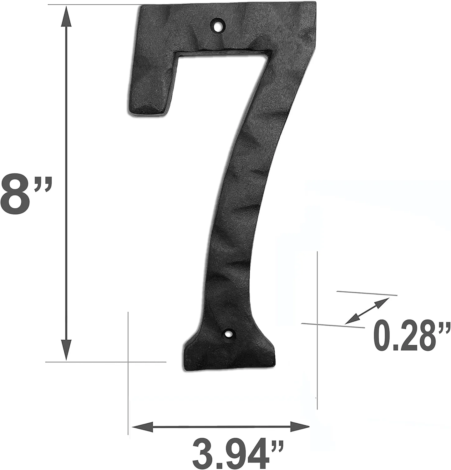 NACH House Numbers for Outside, 8 inch Black Address Numbers for House - Number 7 - Rustic Numbers for Outside with Mounting Hardware