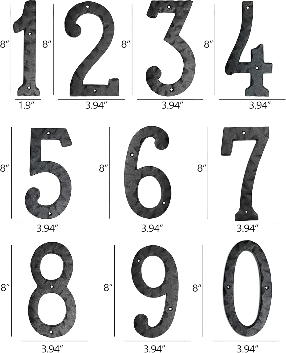 NACH House Numbers for Outside, 8 inch Black Address Numbers for House - Number 7 - Rustic Numbers for Outside with Mounting Hardware