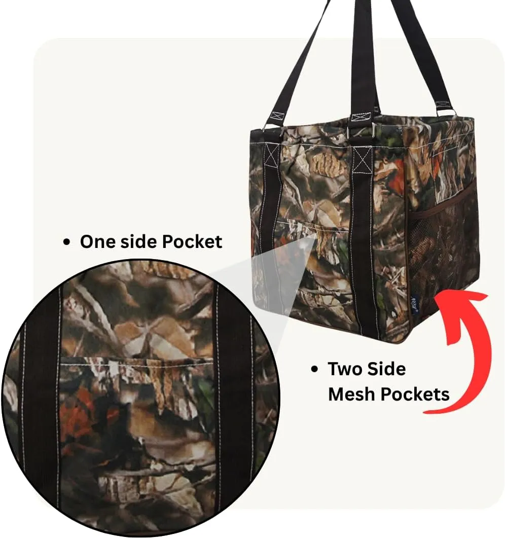 NGIL Mini Utility Tote Bag with Mesh Pockets and Collapsible Metal Frame, Water-Resistant Canvas Storage Basket