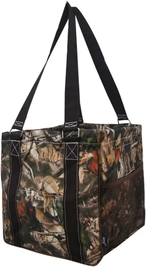NGIL Mini Utility Tote Bag with Mesh Pockets and Collapsible Metal Frame, Water-Resistant Canvas Storage Basket