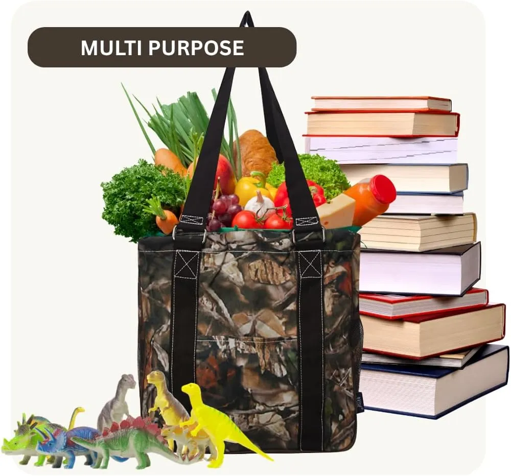 NGIL Mini Utility Tote Bag with Mesh Pockets and Collapsible Metal Frame, Water-Resistant Canvas Storage Basket