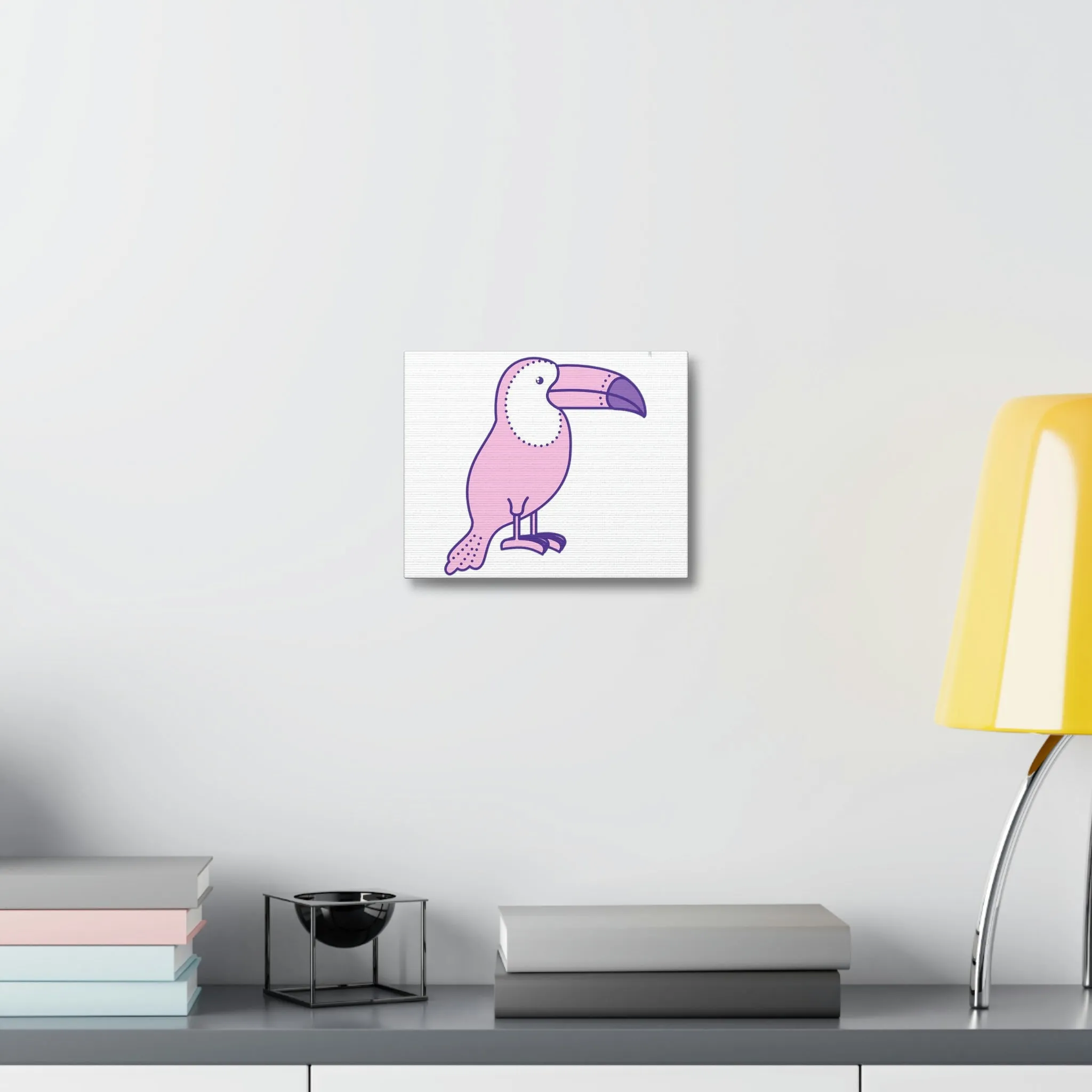 Pink and Purple Toucan Bird Stretched Canvas