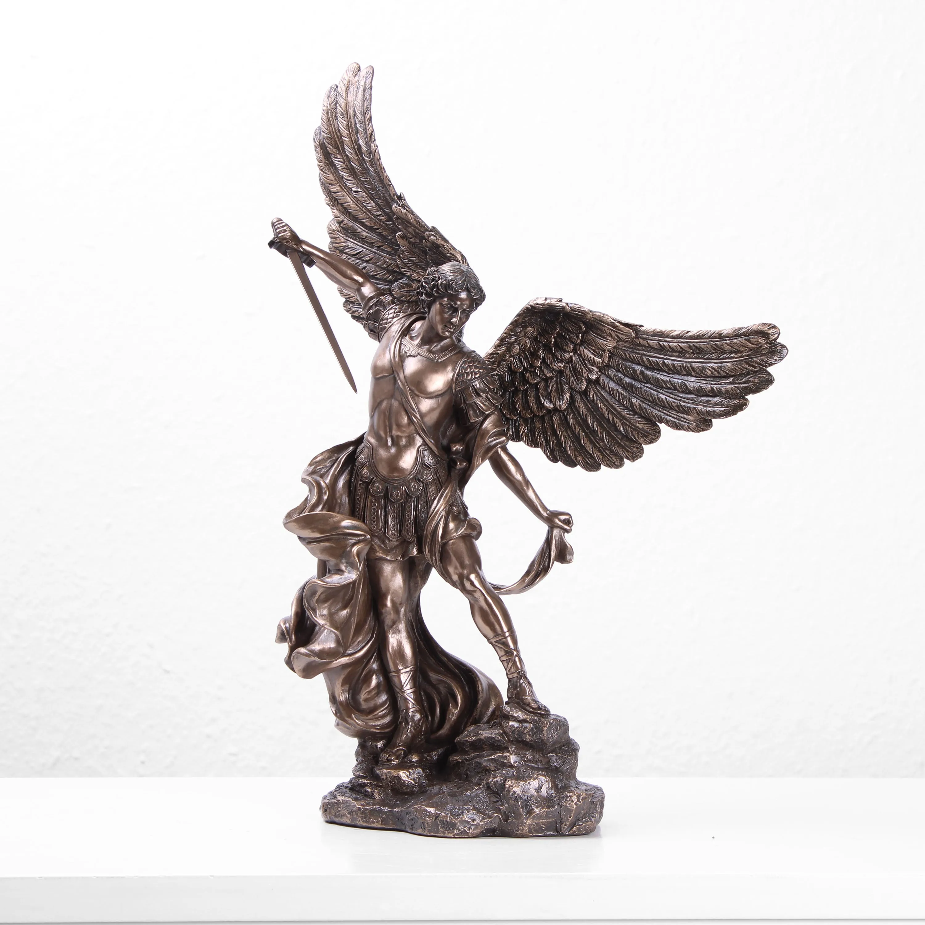 Saint Michael Archangel Sculpture (Cold Cast Bronze Statue)