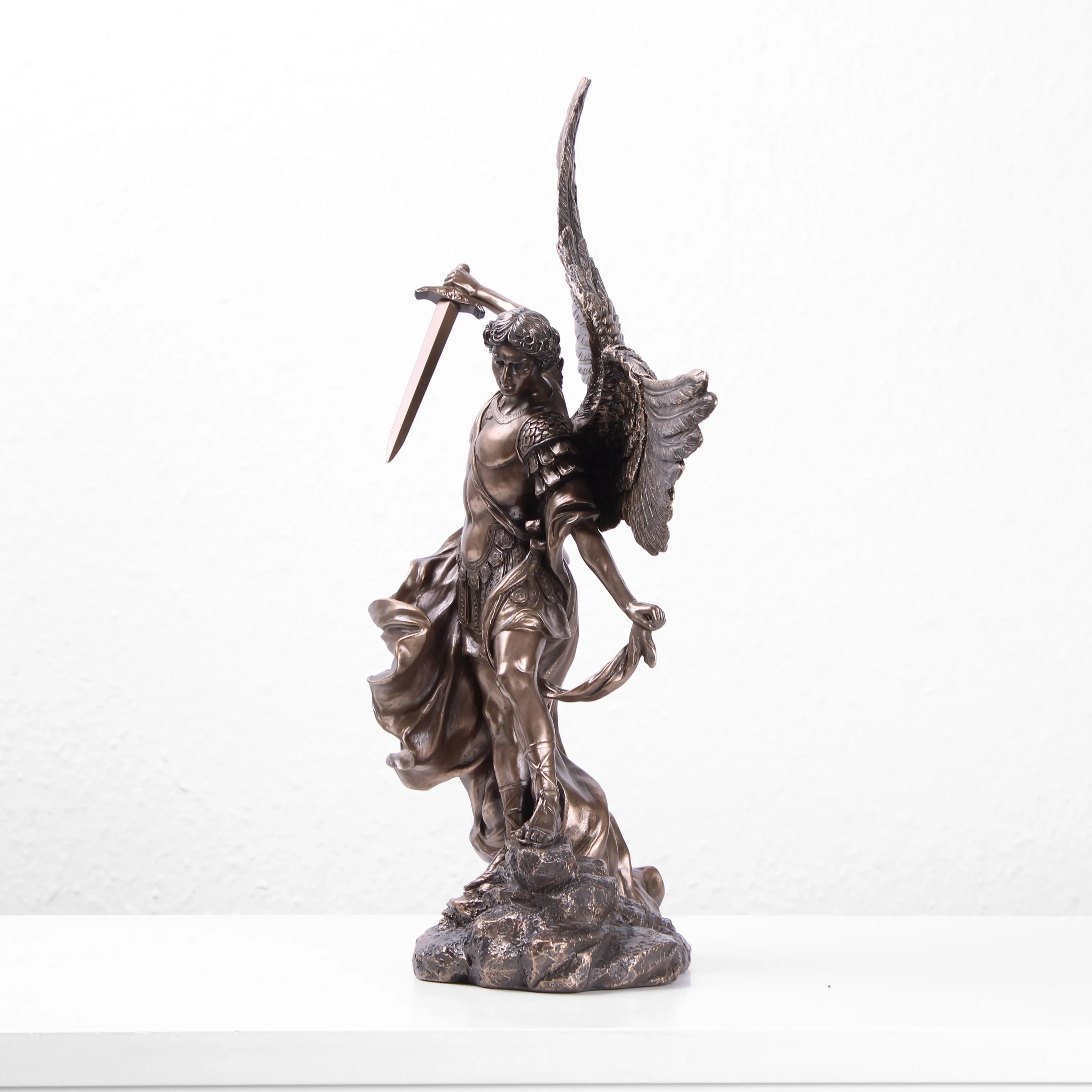 Saint Michael Archangel Sculpture (Cold Cast Bronze Statue)