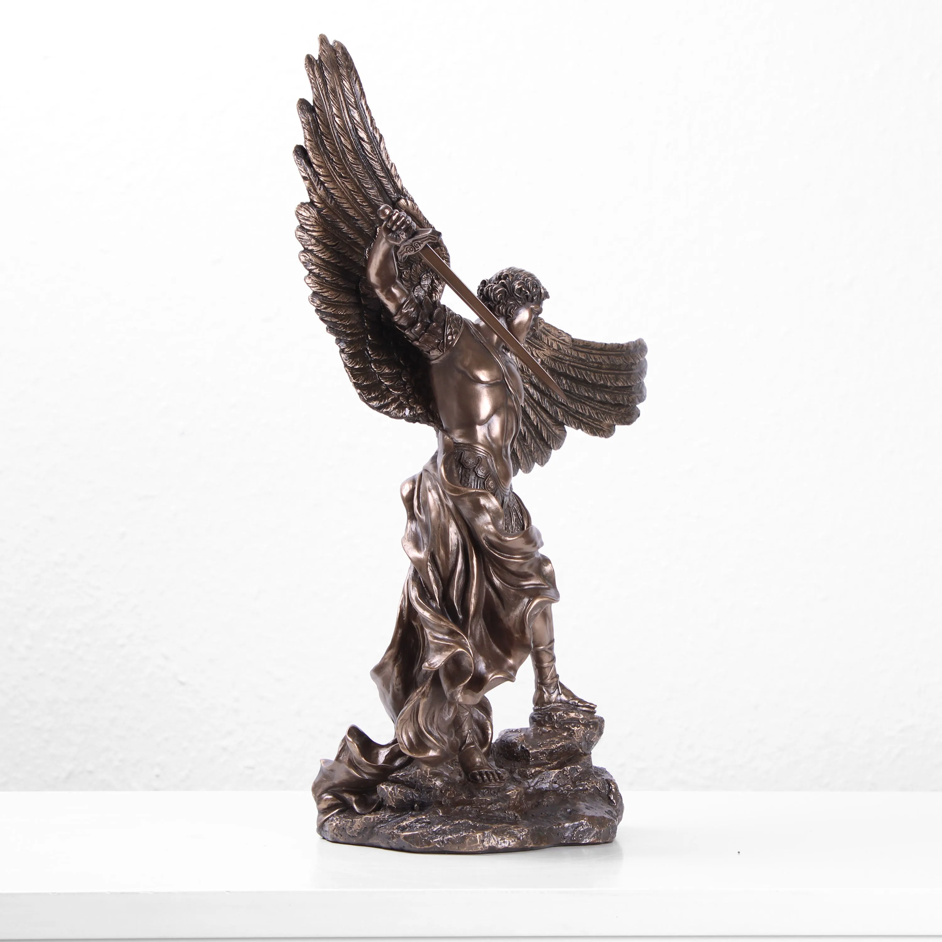 Saint Michael Archangel Sculpture (Cold Cast Bronze Statue)