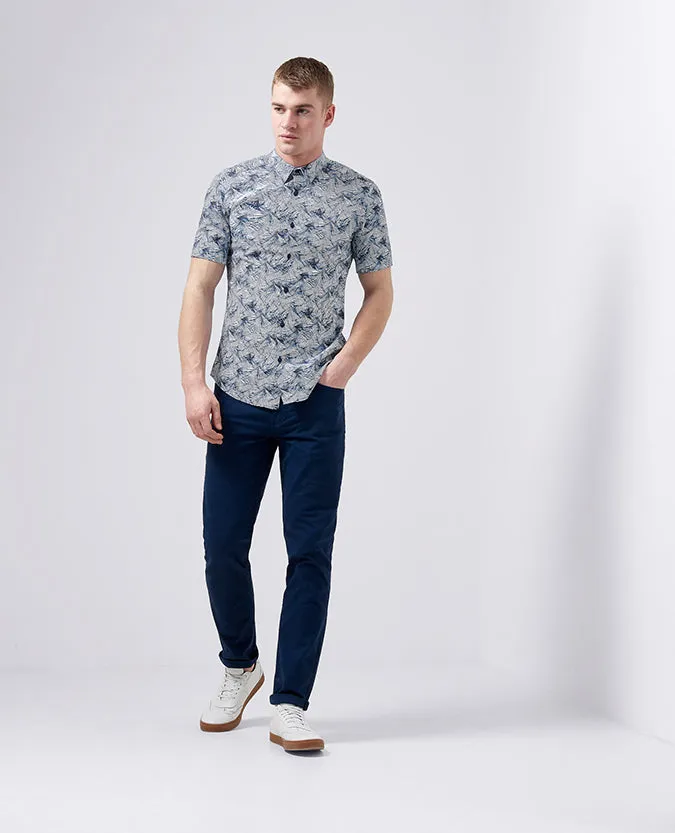 Slim Fit Printed Cotton Short Sleeve Shirt