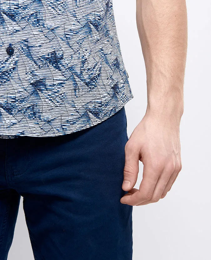 Slim Fit Printed Cotton Short Sleeve Shirt