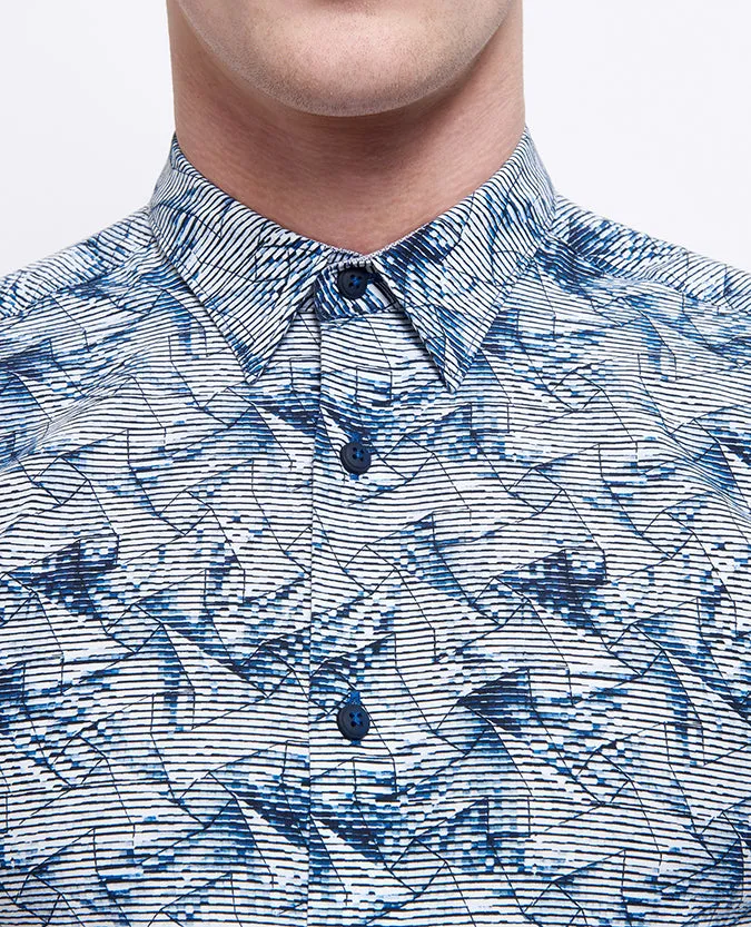 Slim Fit Printed Cotton Short Sleeve Shirt