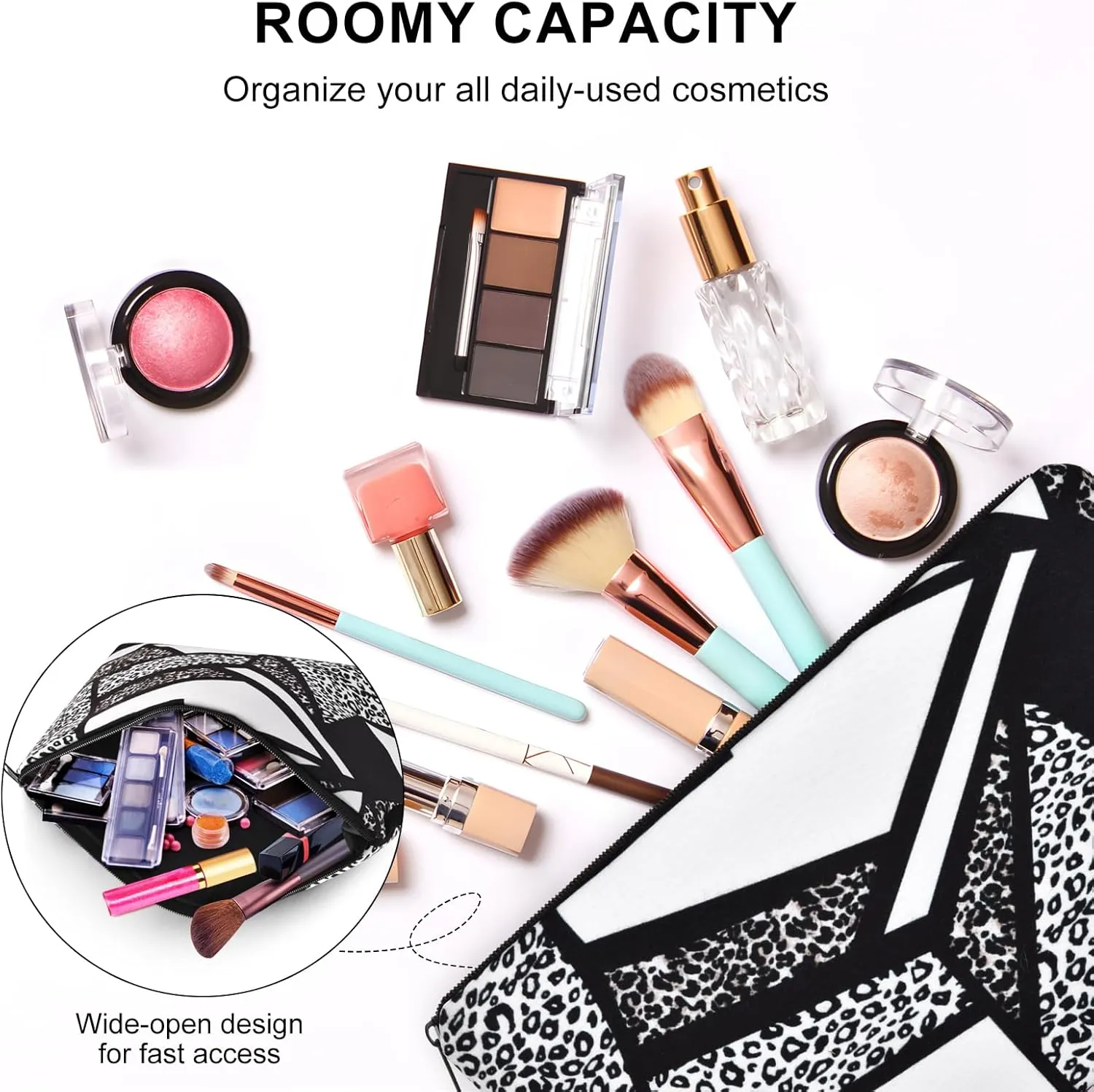 Small Travel Makeup Bag for Purse, Cute Cosmetic Bag for Women, Make Up Pouch, Makeup Brush Organizer Bags, Skincare Toiletry Bag, Pouches For Purse