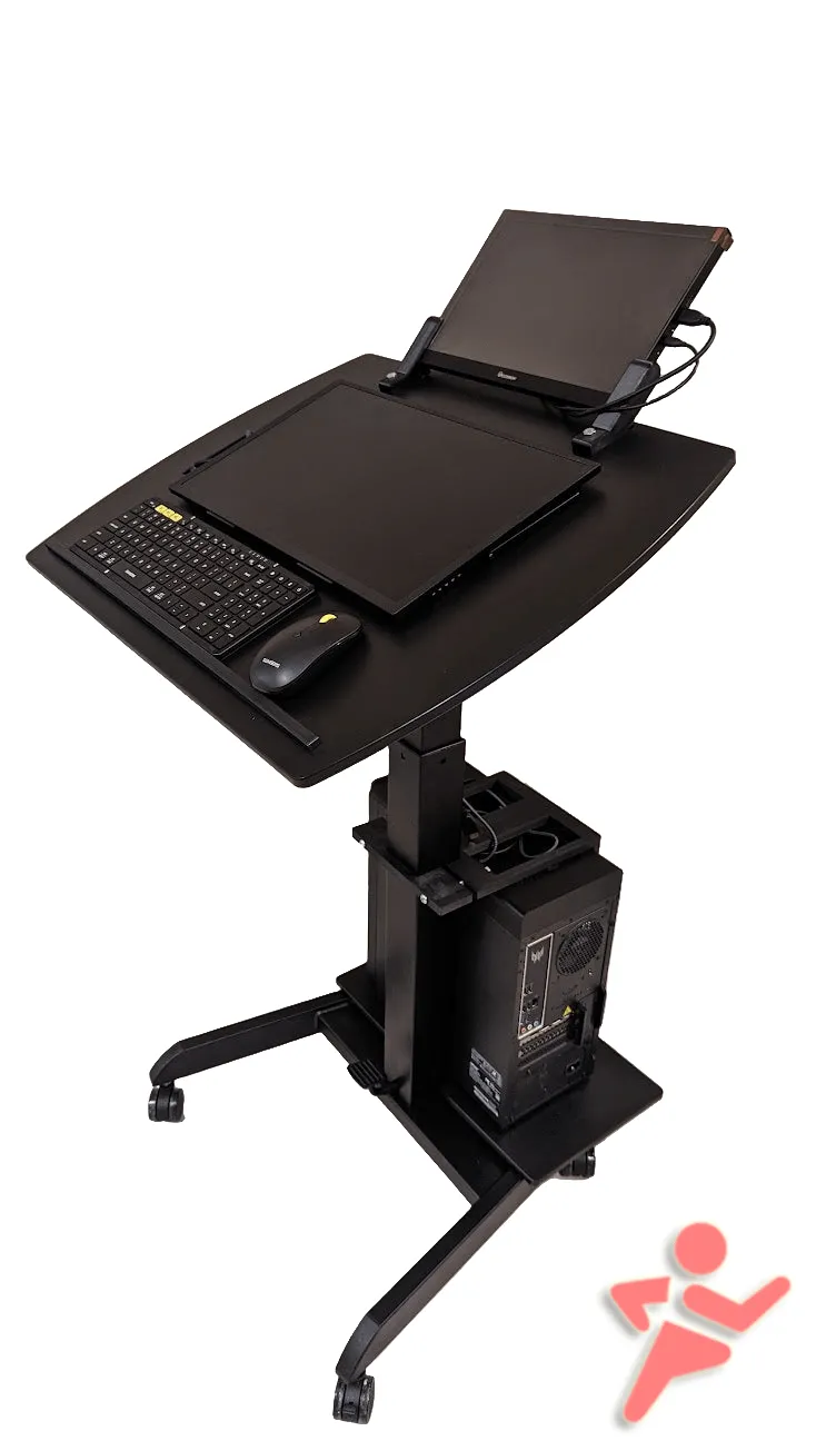 Smart Cart™ Rolling Podium Lectern with Tilting Table and Monitor