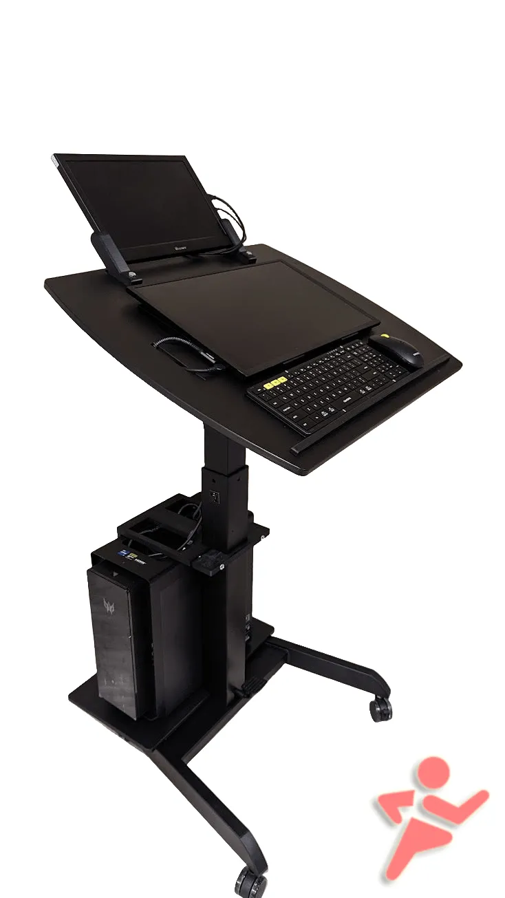 Smart Cart™ Rolling Podium Lectern with Tilting Table and Monitor