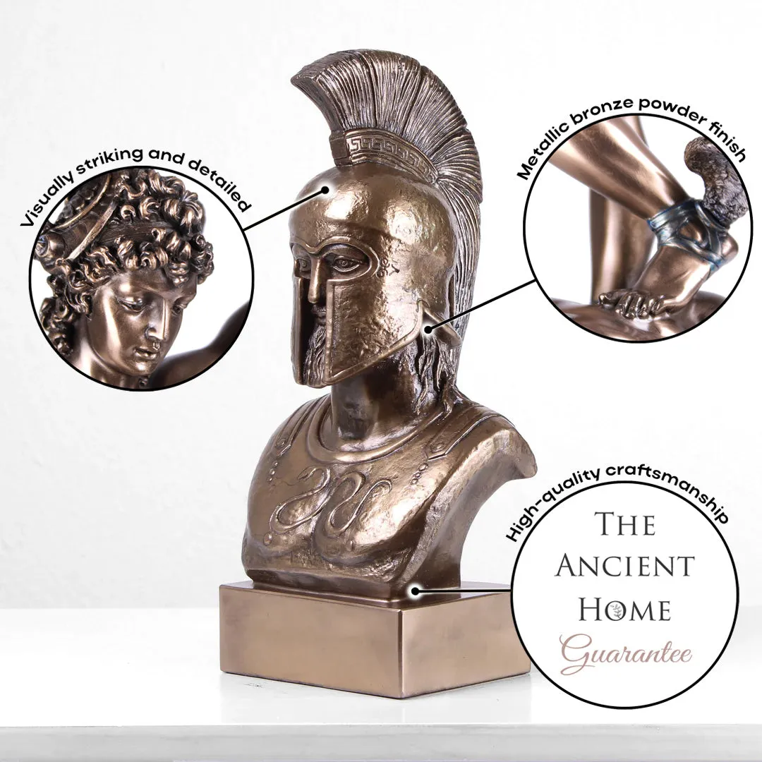 Spartan Warrior Statue (Greek Military Cold Cast Bronze Sculpture)
