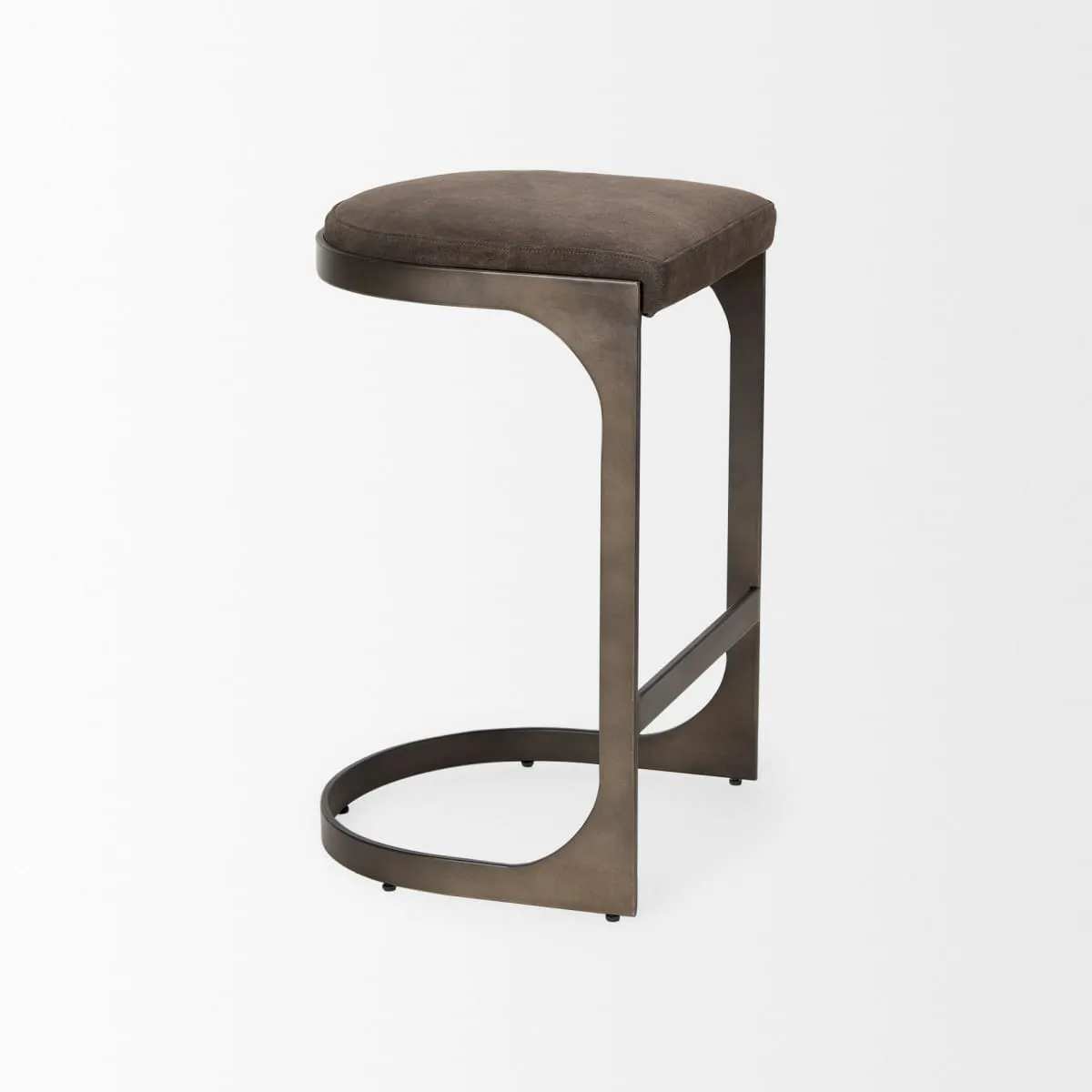 Tyson Bar Counter Stool Brown/Gray Suede | Black Metal | Counter
