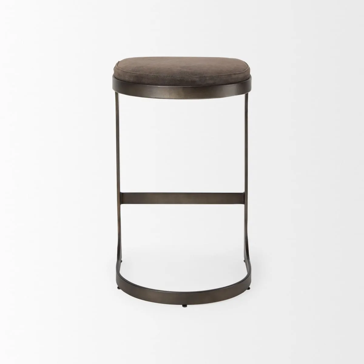 Tyson Bar Counter Stool Brown/Gray Suede | Black Metal | Counter