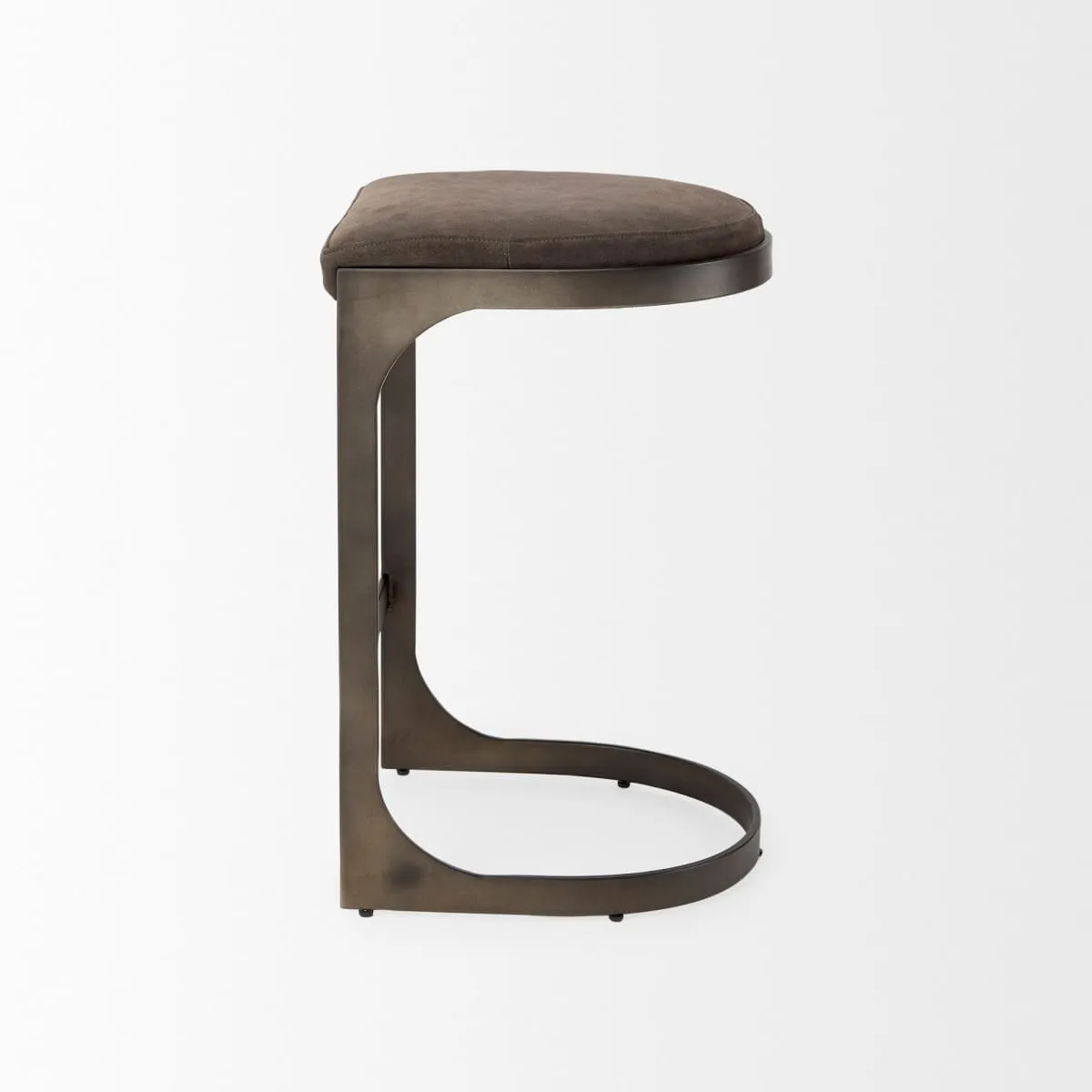 Tyson Bar Counter Stool Brown/Gray Suede | Black Metal | Counter