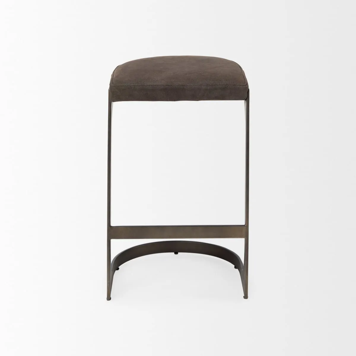 Tyson Bar Counter Stool Brown/Gray Suede | Black Metal | Counter