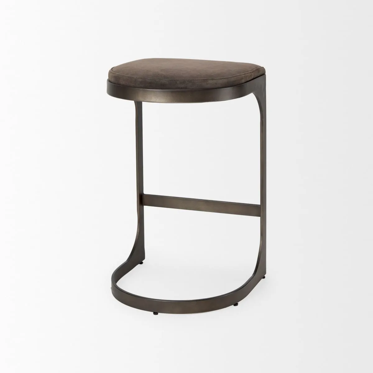 Tyson Bar Counter Stool Brown/Gray Suede | Black Metal | Counter