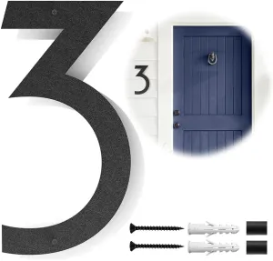 Ukontagood 12 Inch Modern Floating House Numbers for Outside, Stainless Steel Large Metal House Numbers for Outdoors, Black Home Address Numbers Metal Mailbox Numbers