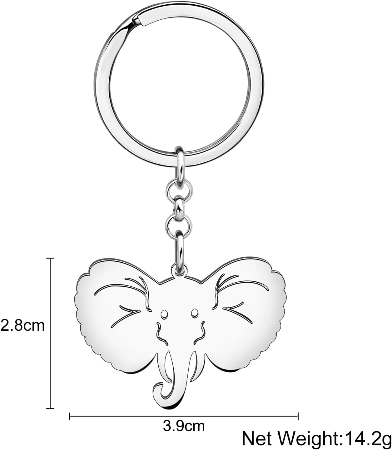 WEVENI Cute Elephant Gifts Couples Stainless Steel Elephant Keychains Key Ring Charm Jewelry for Women Girls