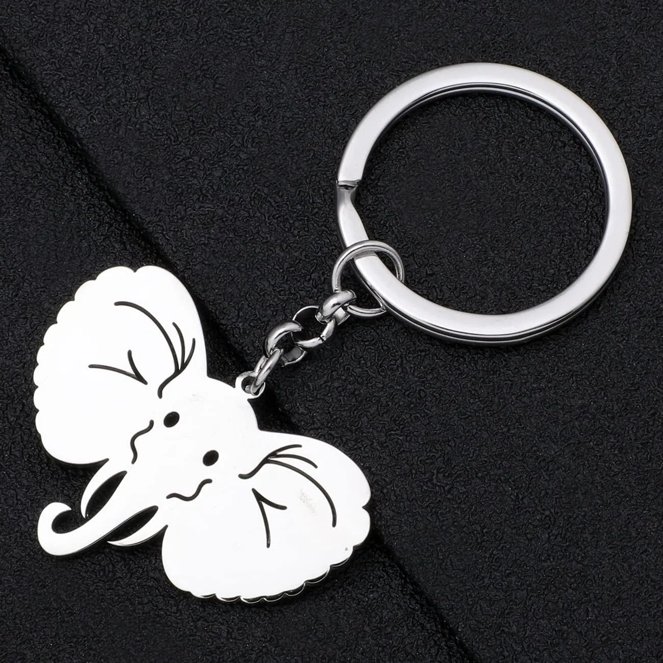 WEVENI Cute Elephant Gifts Couples Stainless Steel Elephant Keychains Key Ring Charm Jewelry for Women Girls